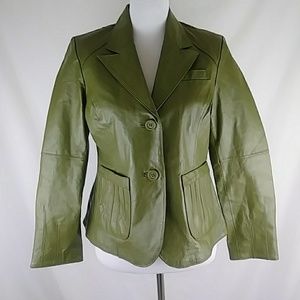 Metrostyle Women's Leather Jacket Green Size 10P